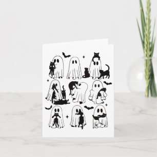 Cartão Fantasma Engraçado Segurando Um Gato Negro Preguiç