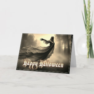 Cartão Fantasma Feminino Negro no Inferno - Halloween