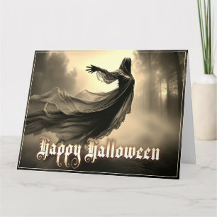 Cartão Fantasma Feminino Negro no Inferno - Halloween