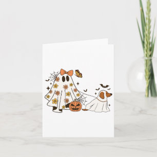 Cartão Fantasma Floral Engraçado Cachorro Andando Hallowe