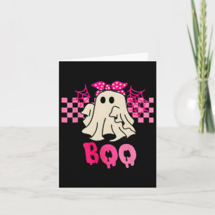 Cartão Fantasma Fofo Com Arco Boo Halloween Para Meninas
