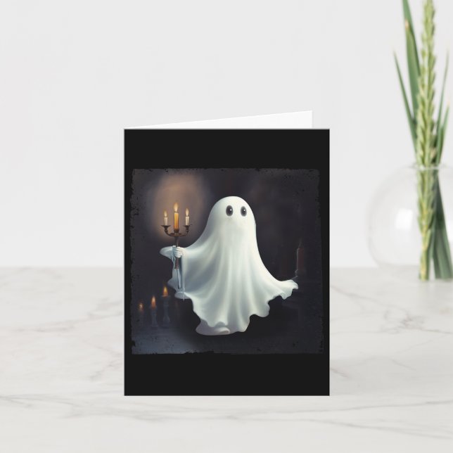Cartão Fantasma Ghost Gótico com Dia de as Bruxas engraça (Frente)