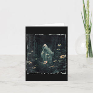 Cartão Fantasma Gótico na Floresta Vintage Floral Ghost H