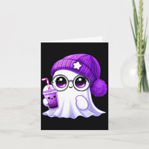 Cartão Fantasma roxo rosa fofo café halloween fantasma ho