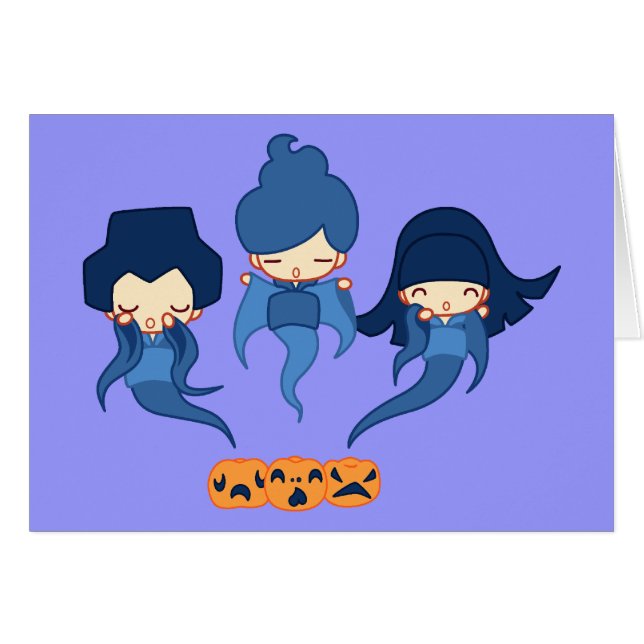 Cartão Fantasmas de Kokeshi (Frente Horizontal)