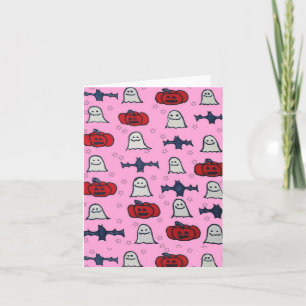 Cartão Fantasmas do Halloween, Morcegos e Jack o Lanterna