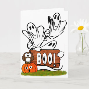 Cartão Fantasmas e Felinos no Halloween
