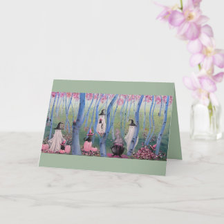 Cartão Fantasmas Fofos e Gatos Pretos Assustadores