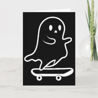 Cartão Fantasmas Skateboard Preguiçoso Roupa de Halloween