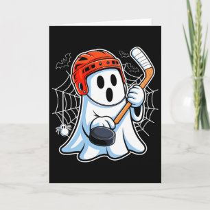 Cartão Fantasminha Jogando Hóquei Halloween Divertido Tra
