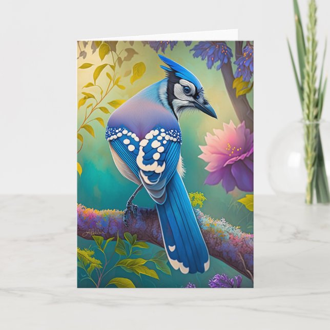 Cartão Fantasy Birds Blue Jay (Frente)