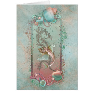Cartão Fantasy Fish Art Nouveau