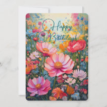 Fantasy Pink Floral Garden Birday