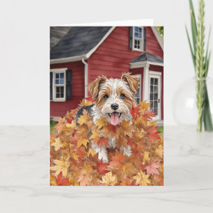 Cartão Farmhouse Dog Watercolor Autumn