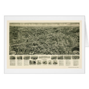 Cartão Farmingdale, mapa panorâmico de NY - 1925