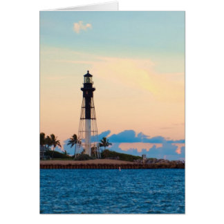 Cartão Farol ao pôr do sol