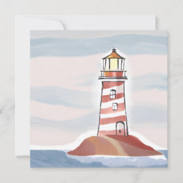 Cartão Farol Clássico | Aquarela de Água Costeira Oceânic