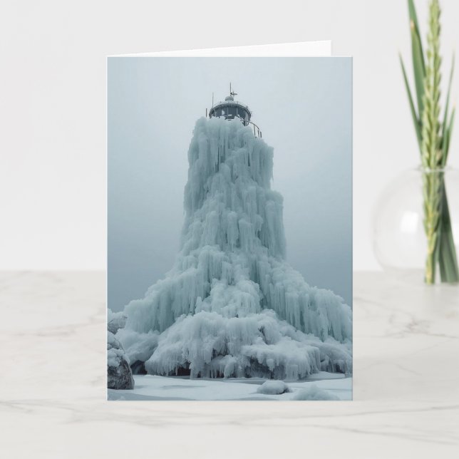 Cartão farol costeiro no inverno (Frente)