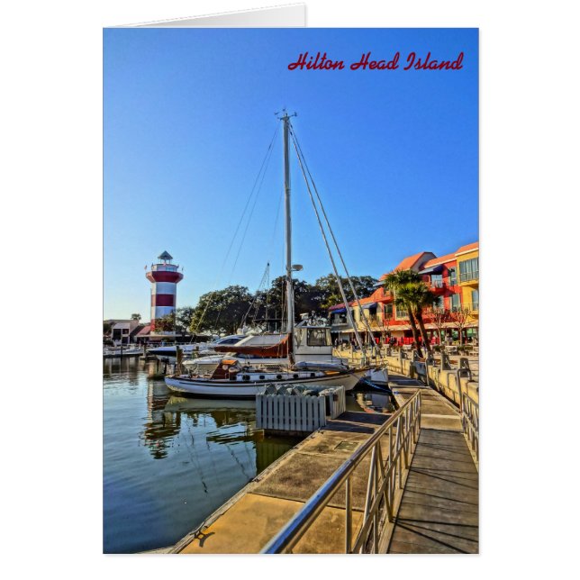Cartão Farol da cidade de Harbour - Ilha de Hilton Head S (Frente)