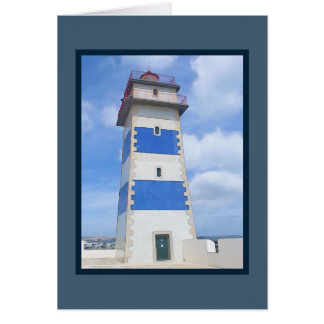 Cartão Farol de aquarela (Frente)