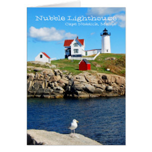 Cartão Farol de Nubble, Cabo Neddick, Maine