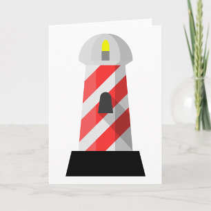 Cartão Farol Listrado de Vermelho e Branco