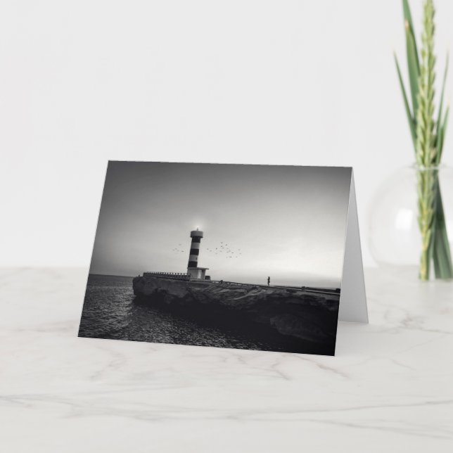 Cartão Farol no por do sol (Frente)