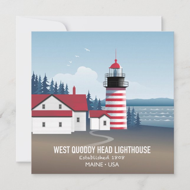 Cartão Farol West Quoddy Head (Frente)