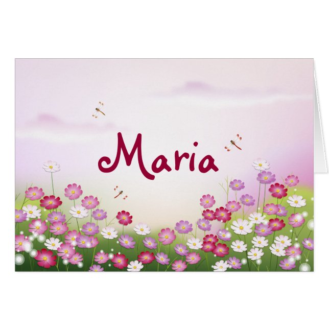 Cartão Fashion Floral Retro-Legal Bonito (Frente horizontal)