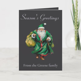 Cartão Father Christmas Wearing Green Robes Cut Out