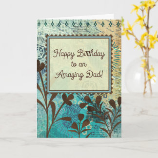 Cartão Father’s Birthday Strong Teal and Brown Abstract
