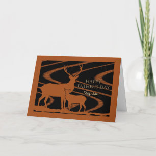 Cartão Father's Day Card for Stepdad, Deer in Field
