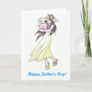 Cartão father's day card with girl in yellow sundress