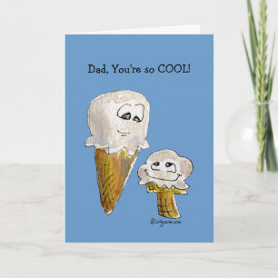Cartão Father's Day Cartoon Ice Cream Cones Greeting Card