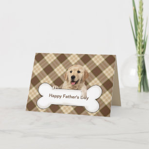 Cartão Father's Day golden retriever on plaid