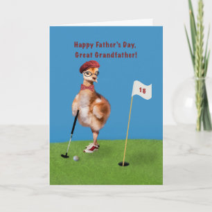 Cartão Father's Day, Great Grandfather, Bird Playing Golf