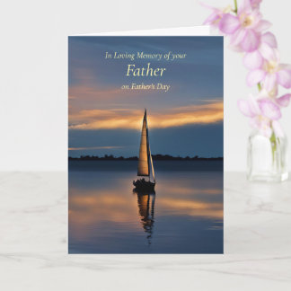 Cartão Fathers Day Memorial Remembrance with Sailboat