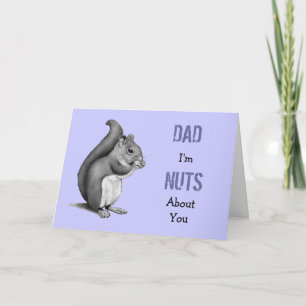 Cartão Father's Day, Nuts About Dad, Squirrel, Pencil