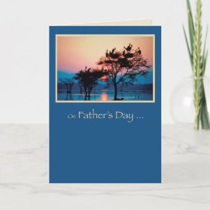 Cartão Father's Day, Trees in Water, Sunset Birds Religio