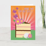 Cartão Fatia bonito & do divertimento do aniversário para<br><div class="desc">Deseje-lhe um feliz aniversario com a única fatia para o dia que está sendo servido em uma placa com sorvete! Um cartão feminino bonito e cómico para o jogador de golfe. Flores cor-de-rosa lunáticas das características deste design, uma bola de golfe e uma fatia de bolo. Cortiça original da moeda...</div>