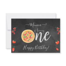 Fatia de pizza divertida, primeiro feliz aniversár