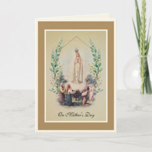 Cartão Fátima Virgem Maria Dia das Mães Católico Vintage