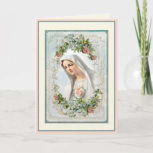Cartão Fátima Virgem Maria Dia das Mães Católico Vintage