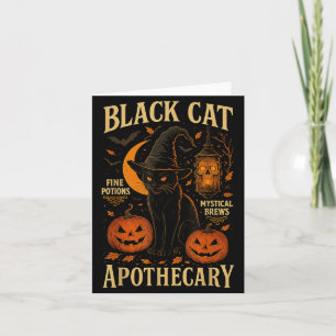 Cartão Fato de Gato Preto de Farmacêutico para Halloween