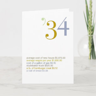 Cartão Fatos de diversão de aniversário de 1934
