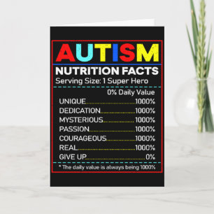 Cartão Fatos de Nutrição do Autismo Conscientização do Au