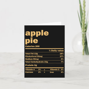 Cartão Fatos Nutricionais da Apple Pie de Natal de Ação d