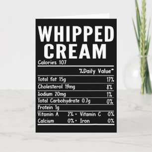 Cartão Fatos Nutricionais da Creme Chantilly Divertidos D