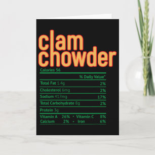 Cartão Fatos Nutricionais da Sopa de Clam Funny Ação de G