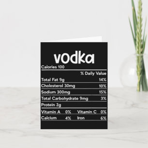 Cartão Fatos Nutricionais da Vodca Ação de Graças Roupas